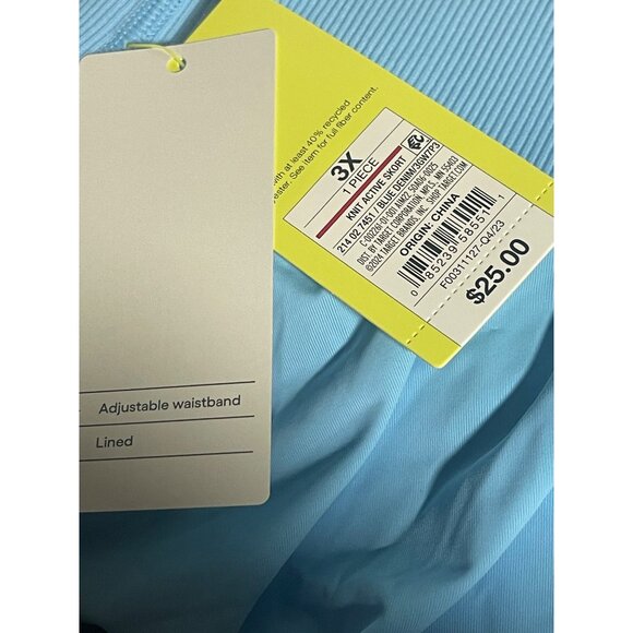 All In Motion Mid Rise Active Skater Skort Light Blue Size 3X Activewear Athleis - Picture 8 of 8